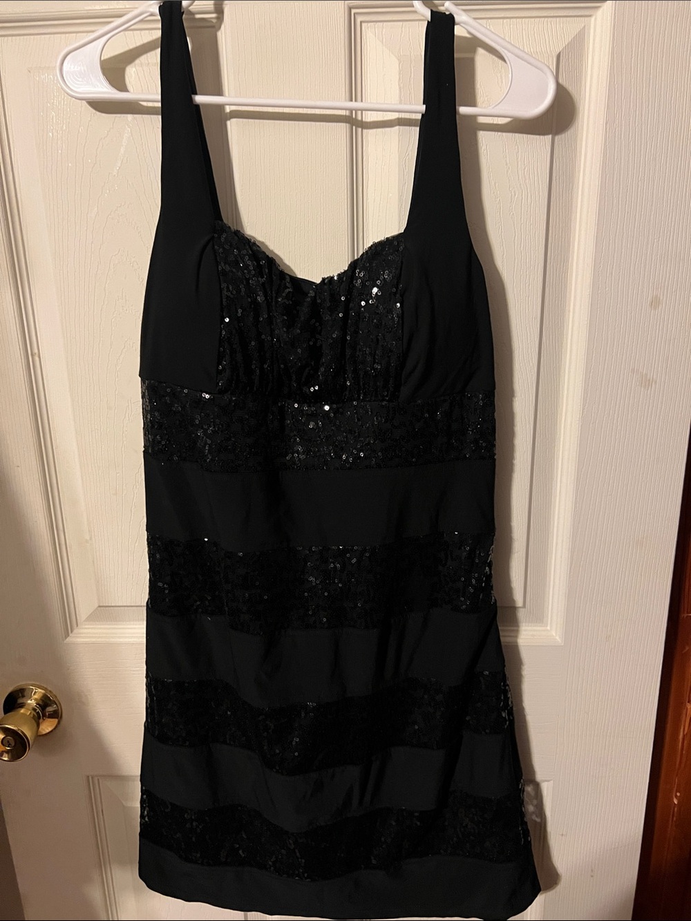 My Michelle Black Sequin Stripe Mini Dress